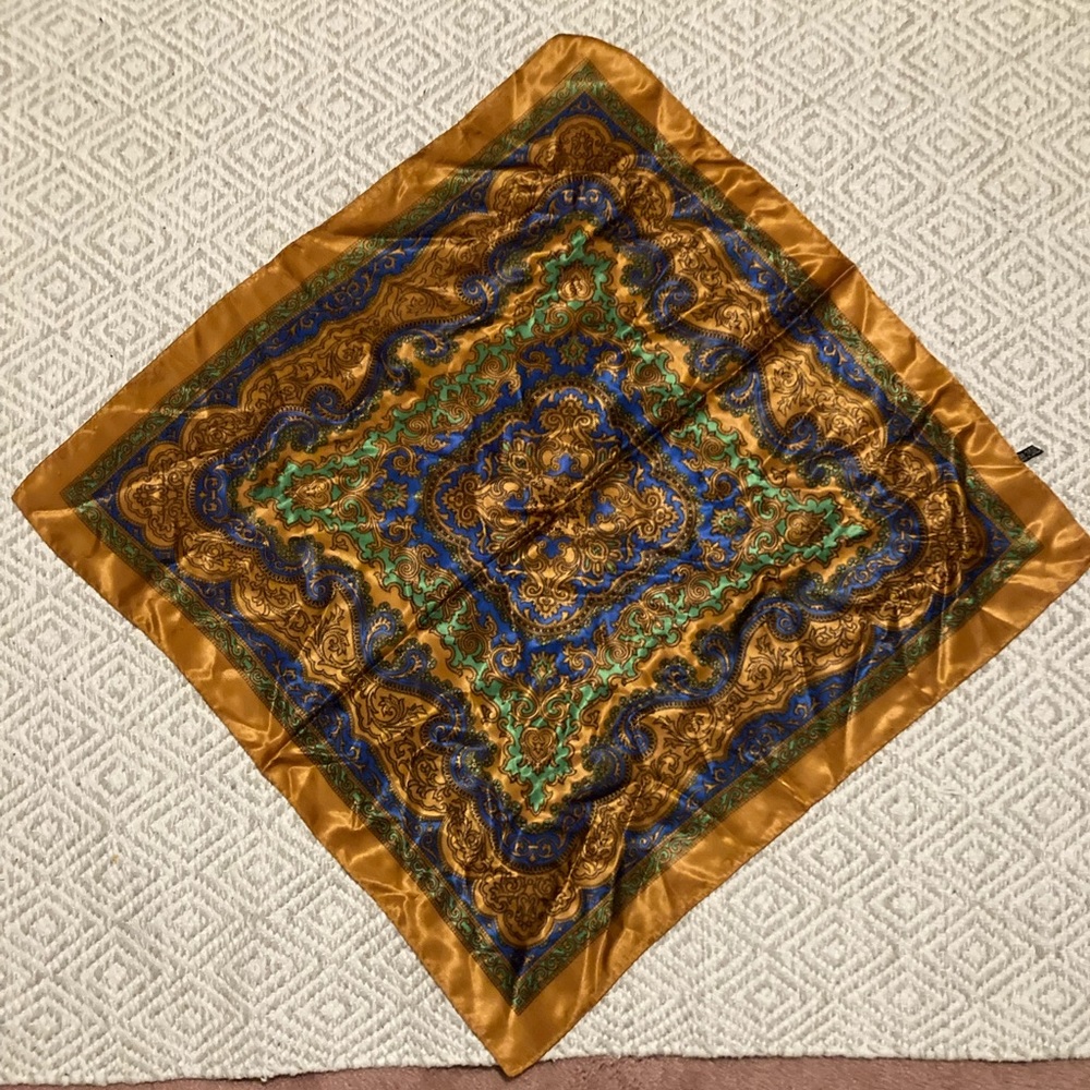 Bronze Blue & Green Patterned Scarf